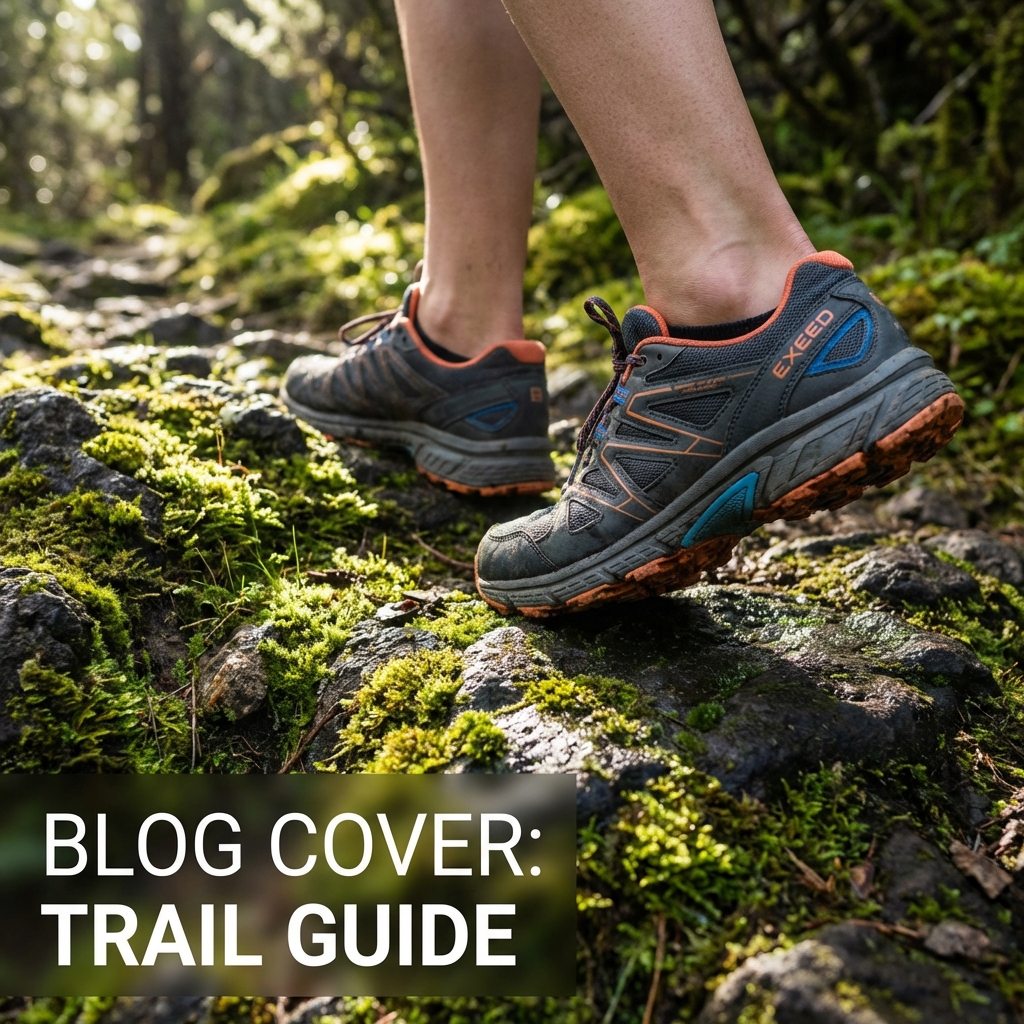 Trail running shoes close up